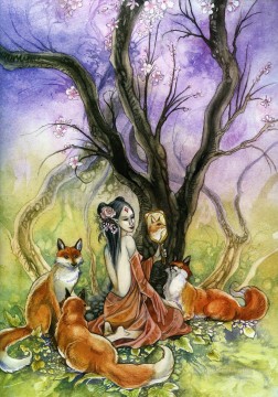 fox the trickster fox spirits Fantasy Oil Paintings